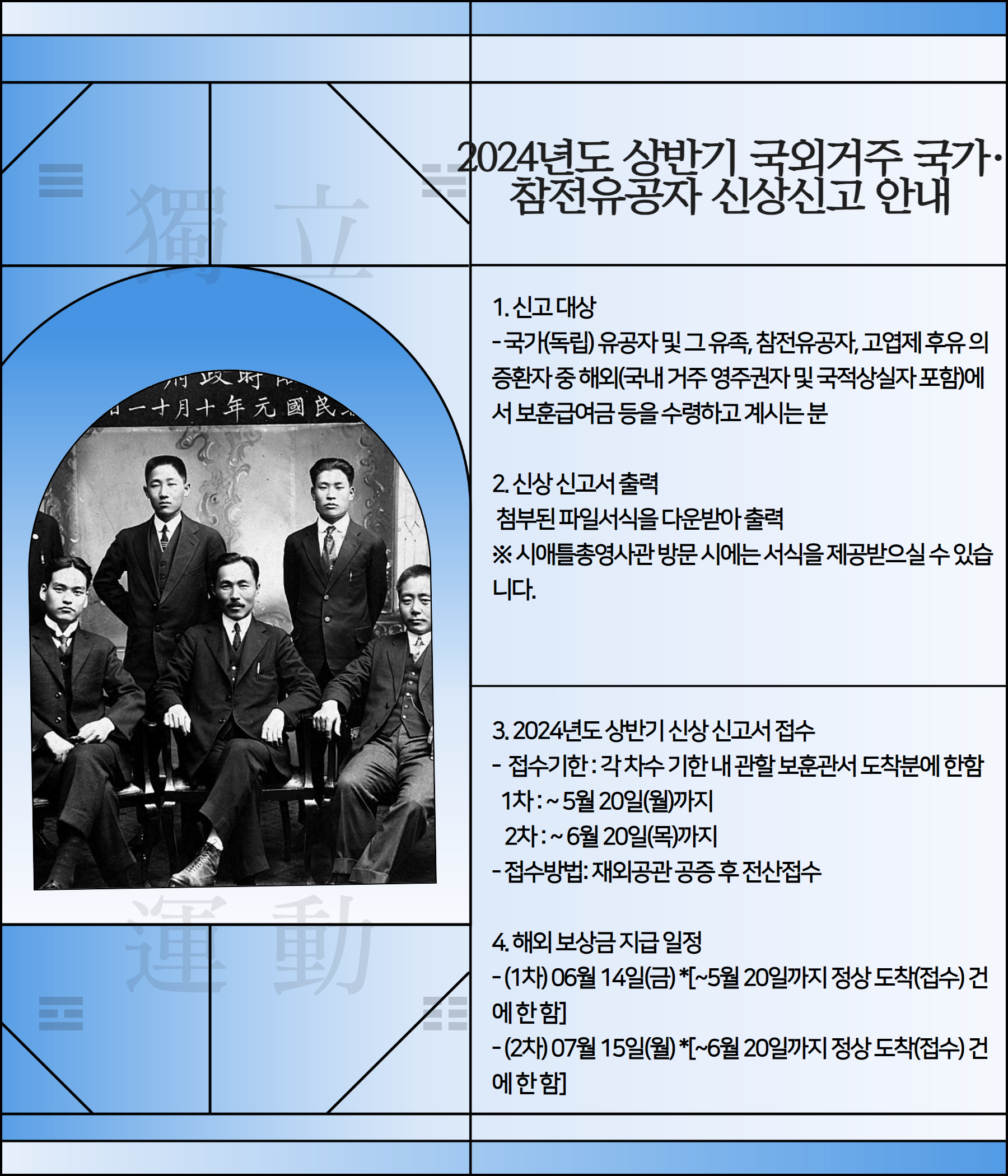 2024년도 상반기 국외거주 국가·참전유공자 신상신고 안내